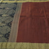 Sanskriti Vintage Sarees Dark Red Hand Woven Pure Silk Sari 5+yd Craft Fabric