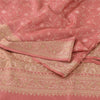 Sanskriti Vintage Pink Sarees Pure Silk Hand Embroidery Woven Sari Craft Fabric