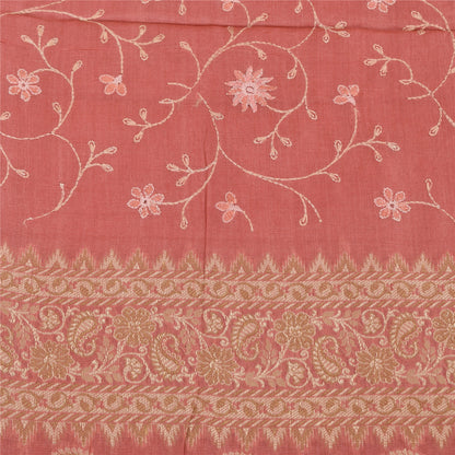 Sanskriti Vintage Pink Sarees Pure Silk Hand Embroidery Woven Sari Craft Fabric