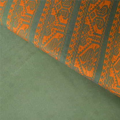 Sanskriti Vintage Green Sarees Pure Cotton Woven Premium Sari 5+yd Craft Fabric