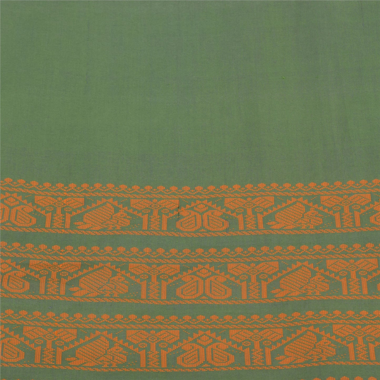 Sanskriti Vintage Green Sarees Pure Cotton Woven Premium Sari 5+yd Craft Fabric