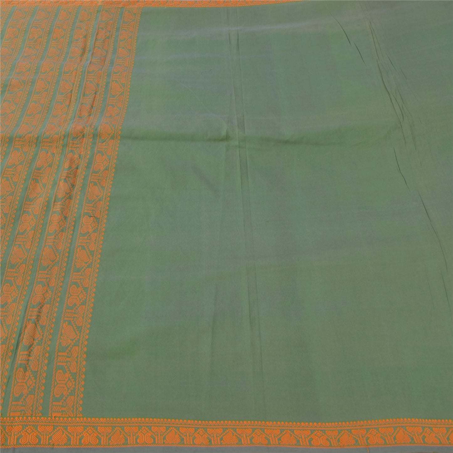 Sanskriti Vintage Green Sarees Pure Cotton Woven Premium Sari 5+yd Craft Fabric