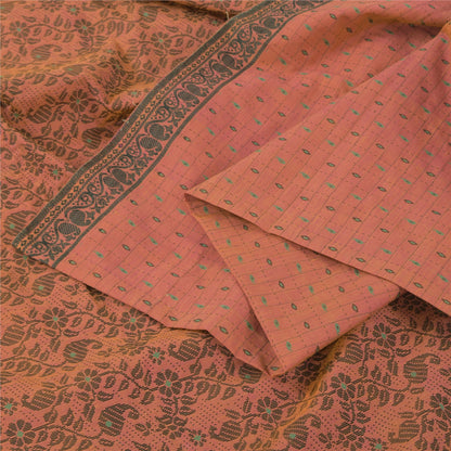 Sanskriti Vintage Indian Brown Sarees Pure Cotton Woven Ethnic Sari Craft Fabric