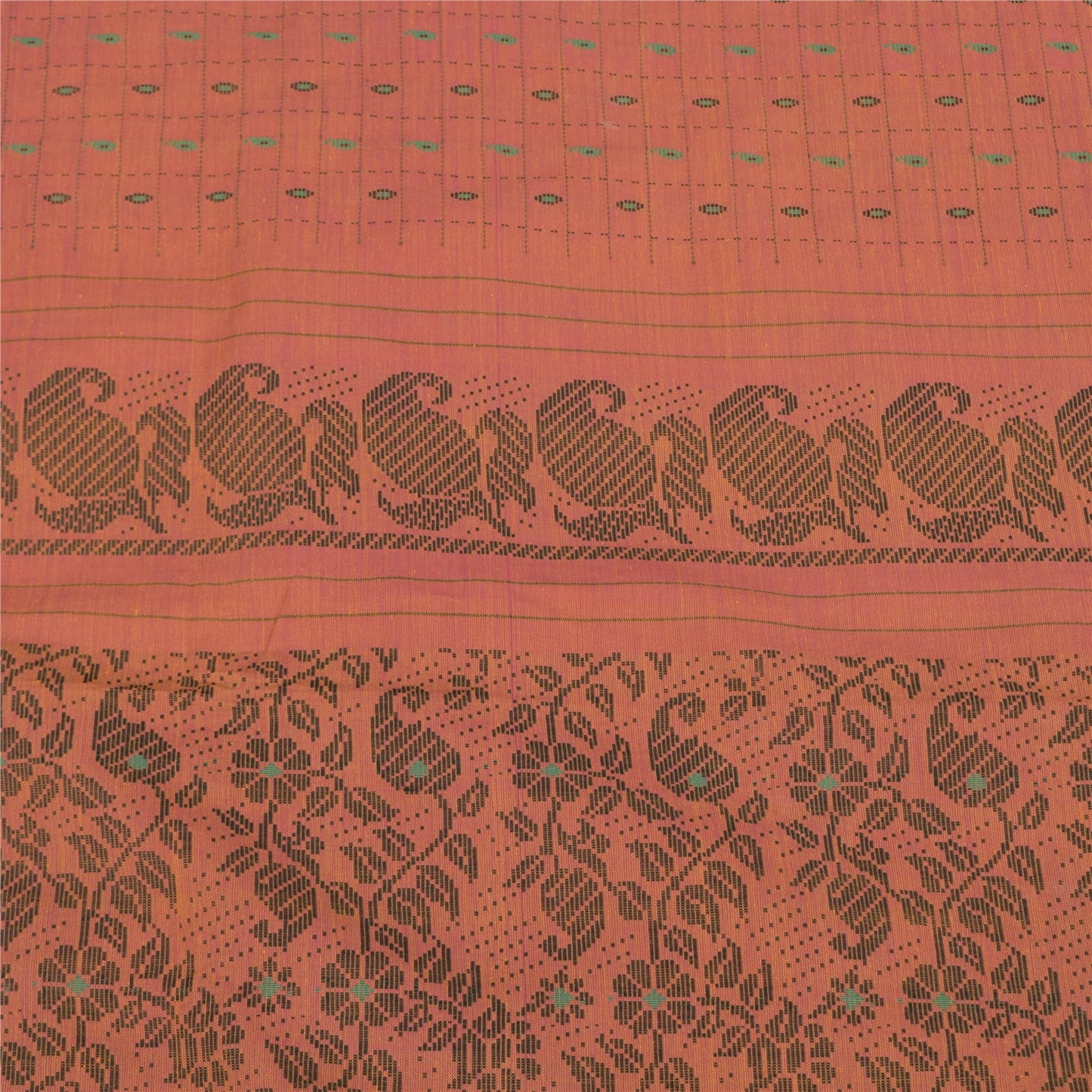 Sanskriti Vintage Indian Brown Sarees Pure Cotton Woven Ethnic Sari Craft Fabric