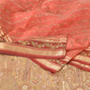 Sanskriti Vintage Indian Peach Sarees Pure Silk Hand Beaded Premium Sari Fabric