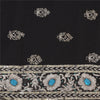 Sanskriti Vintage Black Sarees Pure Georgette Hand Beaded Ethnic Sari 5yd Fabric