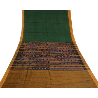 Sanskriti Vintage Saree Rare Odisha Animal HandWoven Ikat Blend Silk Sari Fabric