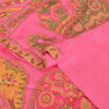 Sanskriti Vintage New Scarf Embroidered Pure Wool Indian Shawl Pink Woven Work Stole