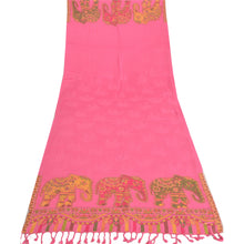 Load image into Gallery viewer, Sanskriti New Scarf Embroidered Pure Wool Indian Shawl Pink Woven Work Stole
