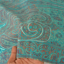 Load image into Gallery viewer, Sanskriti Vintage Long Shawl Handmade Ari Work Pure Woolen Scarf Blue Stole
