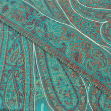 Load image into Gallery viewer, Sanskriti Vintage Long Shawl Handmade Ari Work Pure Woolen Scarf Blue Stole
