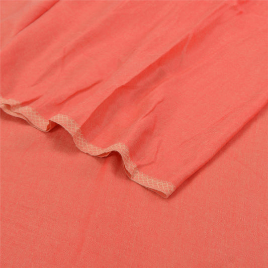 Sanskriti Vintage Pure Woolen Coral Shawl Solid/Woven Long Stole Scarf Warm Veil