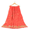 Sanskriti Vintage Long Skirt 100% Pure Silk Red Hand Beaded Unstitched Lehenga