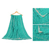 Sanskriti Vintage Long Skirt Pure Satin Silk Green Handmade Unstitched Lehenga