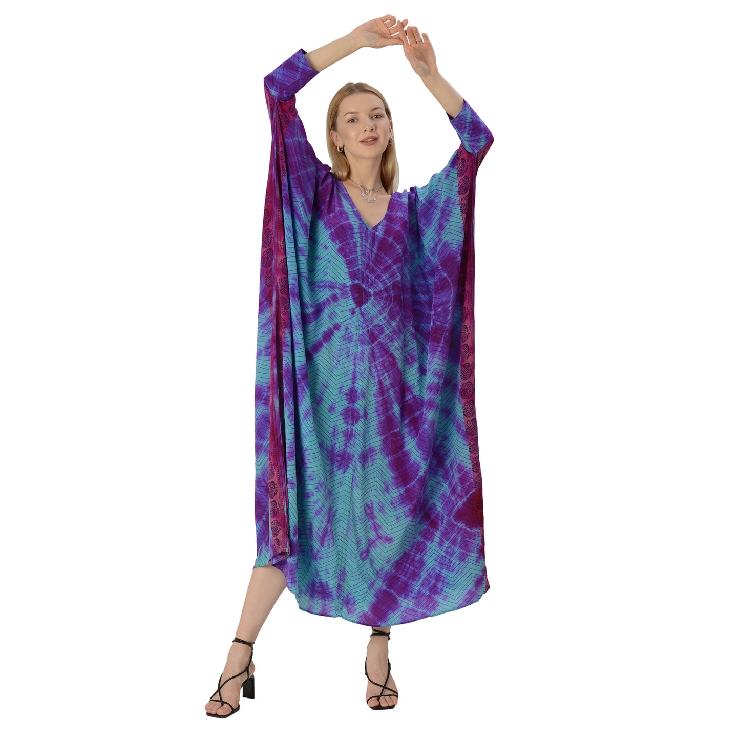 Limited Edition Sanskriti India Hi Low Kaftan Upcycled Pure Crepe Silk Free Size