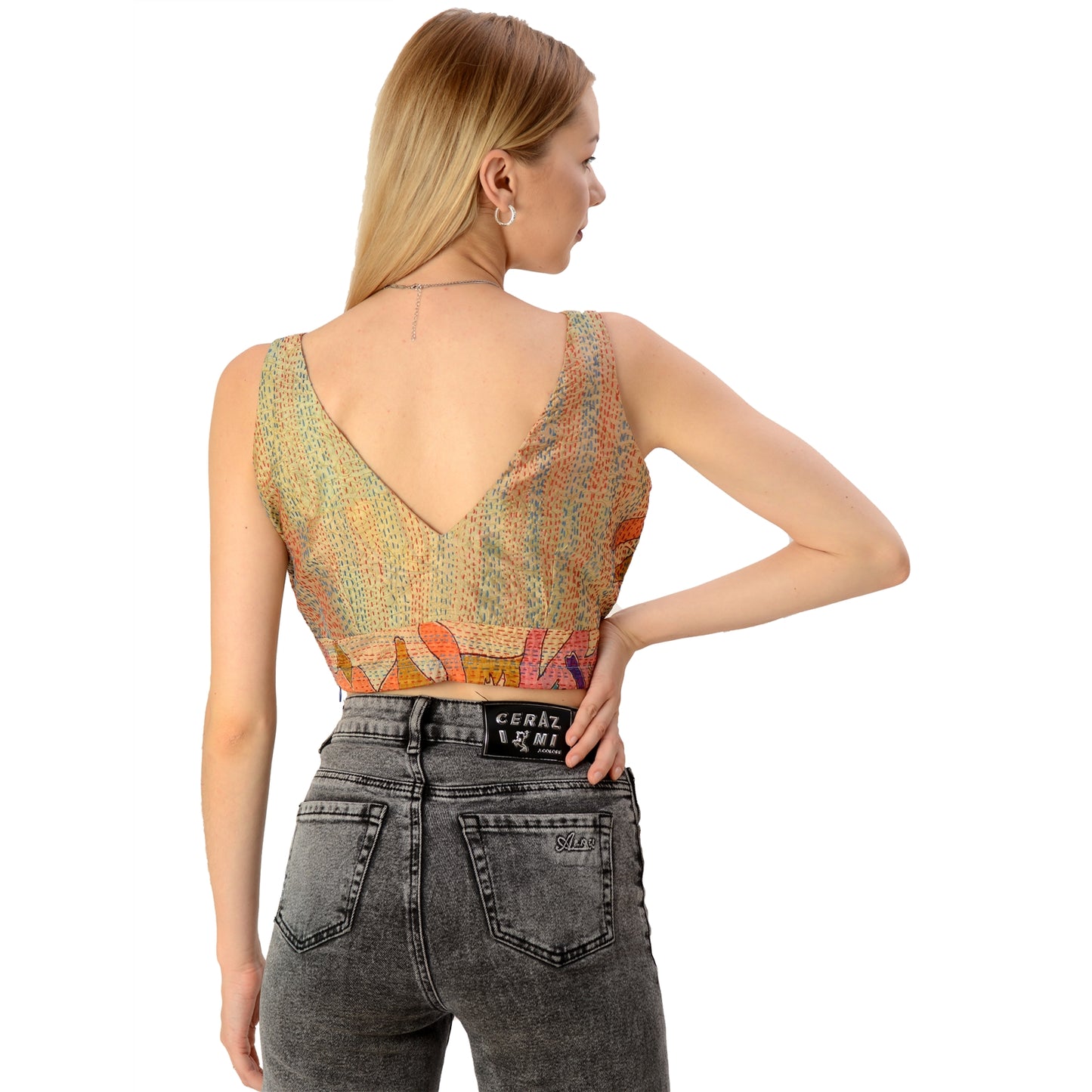 Limited Edition Sanskriti India Upcycled Kantha Sleeveless Blouse