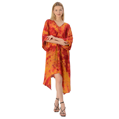 Limited Edition Sanskriti India Handkerchief Kaftan Upcycled Pure Crepe Silk