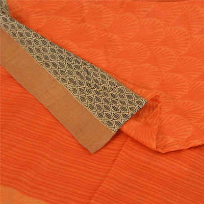 Sanskriti Vintage Sarees Rusty Orange Pure Woolen Printed Sari 5yd Craft Fabric