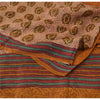 Sanskriti Vintage Sarees Saffron 100% Pure Woolen Printed Sari 5yd Craft Fabric