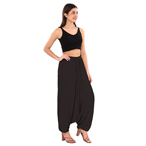 Sanskriti Vintage Skirts N Scarves Unisex Green Color Harem Pants with Elastic Waistband and Drawstring