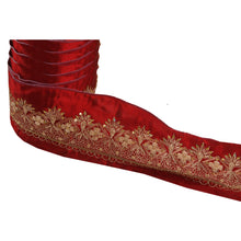 Load image into Gallery viewer, Sanskriti Vintage 5 YD Sari Border Hand Beaded Craft Trim Sewing Dark Red Lace
