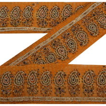 Load image into Gallery viewer, Sanskriti Vintage 1 YD Sari Border Hand Beaded Woven Trim Sewing Craft Lace

