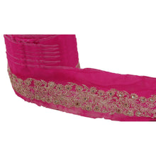 Load image into Gallery viewer, Sanskriti Vintage 1 YD Sari Border Hand Beaded Trim Sewing Pink Zardozi Lace
