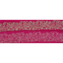 Load image into Gallery viewer, Sanskriti Vintage 1 YD Sari Border Hand Beaded Trim Sewing Pink Zardozi Lace
