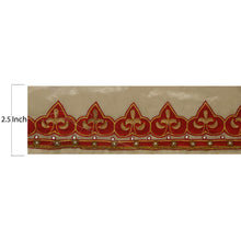 Load image into Gallery viewer, Sanskriti Vintage 1 YD Sari Border Hand Beaded Craft Sewing Golden Zardozi Lace
