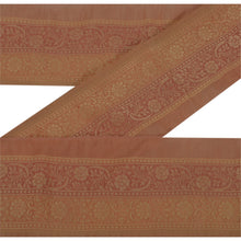 Load image into Gallery viewer, Sanskriti Vintage 1 YD Sari Border Woven Trim Sewing Peach Craft Floral Lace
