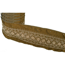 Load image into Gallery viewer, Sanskriti Vintage Green Sari Border Hand Beaded Craft Trim 1 YD Zardozi Lace

