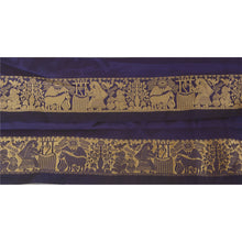 Load image into Gallery viewer, Sanskriti Vintage Blue Sari Border Woven Baluchari Craft Trim Sewing 1 YD Lace
