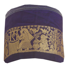 Load image into Gallery viewer, Sanskriti Vintage Blue Sari Border Woven Baluchari Craft Trim Sewing 1 YD Lace
