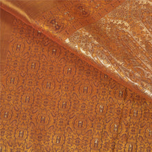 Load image into Gallery viewer, Sanskriti Vintage Rusty Orange Heavy Sarees Pure Satin Silk Woven Sari Fabric
