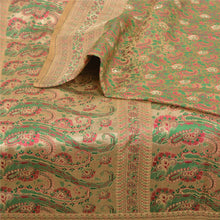 Load image into Gallery viewer, Sanskriti Vintage Golden Sarees Pure Satin Woven Brocade/Banarasi Sari Fabric
