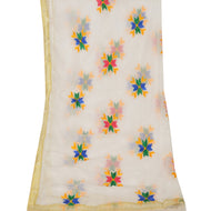 Dupatta Long Stole Ooak White Embroidered Bagh Phulkari Veil