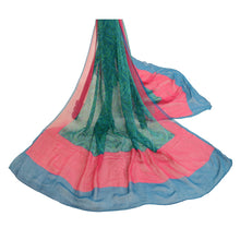 Load image into Gallery viewer, Sanskriti Vintage Dupatta Long Stole Pure Georgette Silk Blue Printed Scarves
