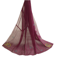 Load image into Gallery viewer, Sanskriti Vintage Dupatta Long Stole Georgette Purple Hand Beaded Wrap Scarves
