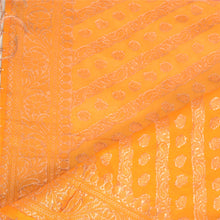 Load image into Gallery viewer, Sanskriti Vintage Dupatta Long Stole Art Silk Orange Woven Brocade Zari Scarves
