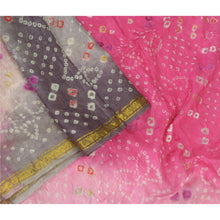 Load image into Gallery viewer, Sanskriti Vintage Dupatta Long Stole Pure Silk Grey/Pink Bandhani Woven
