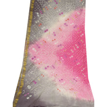Load image into Gallery viewer, Sanskriti Vintage Dupatta Long Stole Pure Silk Grey/Pink Bandhani Woven
