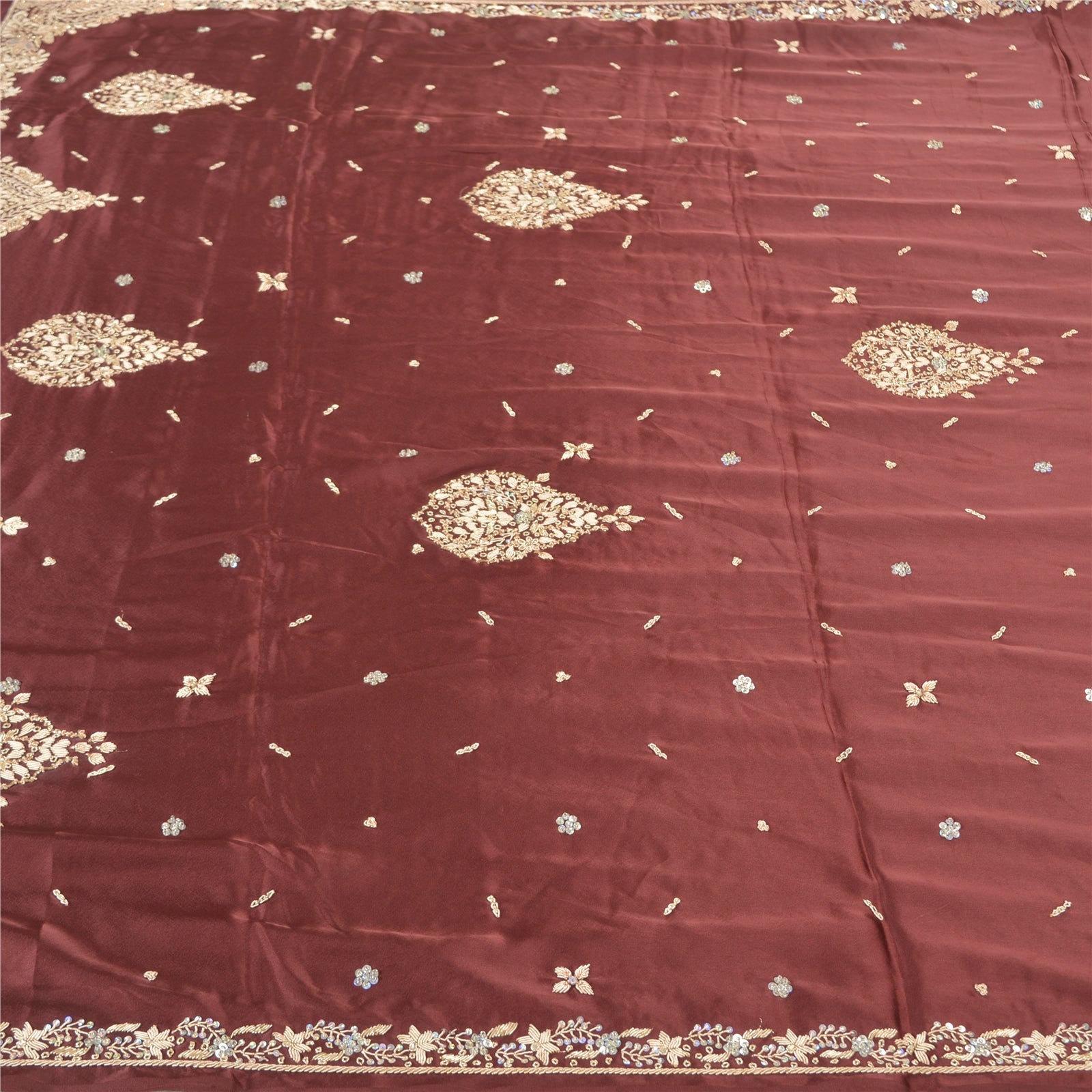 Vintage Heavy Dupatta/Stole Hand Beaded popular Pure Satin Silk Fabric