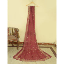 Load image into Gallery viewer, Sanskriti Vintage Pink Dupatta Cotton Silk Hand Beaded Wrap Zardozi Party Stole
