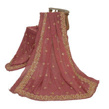 Load image into Gallery viewer, Sanskriti Vintage Pink Dupatta Cotton Silk Hand Beaded Wrap Zardozi Party Stole
