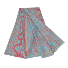 Load image into Gallery viewer, Sanskriti Vintage Blue Sarees Moss Crepe Floral Printed Craft Fabric Sari
