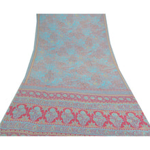 Load image into Gallery viewer, Sanskriti Vintage Blue Sarees Moss Crepe Floral Printed Craft Fabric Sari
