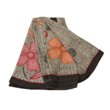 Load image into Gallery viewer, Sanskriti Vintage Grey Sarees Moss Crepe Printed Sari Decor 5 Yard Craft Fabric
