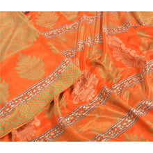 Load image into Gallery viewer, Sanskriti Vintage Orange Sarees Moss Crepe Printed Sari Soft Floral Craft Fabric
