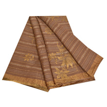 Load image into Gallery viewer, Sanskriti Vintage Sarees Brown Blend Cotton Painted Sari Floral 5yd Craft Fabric
