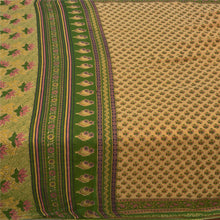 Load image into Gallery viewer, Sanskriti Vintage Sarees Cream Pure Cotton Printed Sari 5yd Floral Craft Fabric
